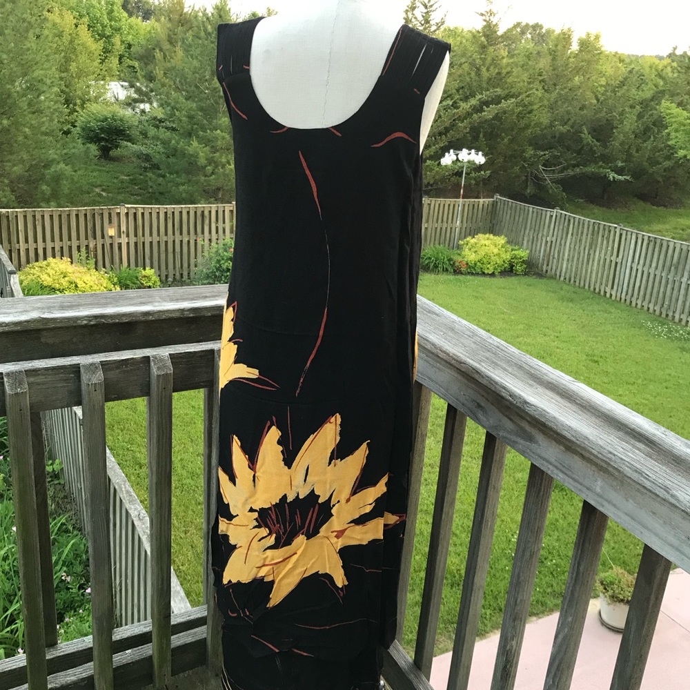 Dress big sunflower 80’s rayon - Picture 5 of 8